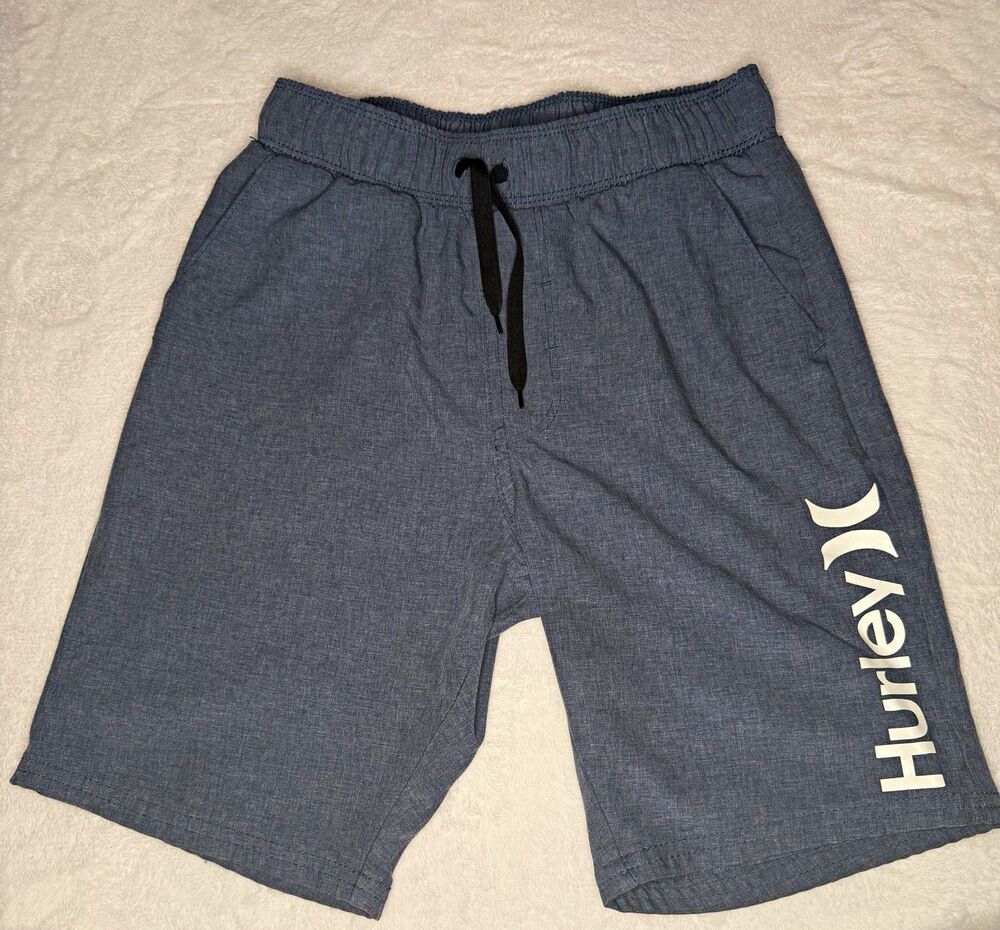 Hurley Boys Blue Athletic Shorts 7-8 Years Mesh Drawstring Elastic Waist